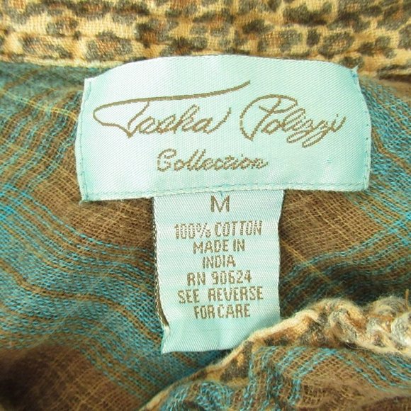 Tasha Polizzi Pearl Snap Top S M Blue Brown Plaid Flannel Long Sleeve Western - Picture 5 of 5